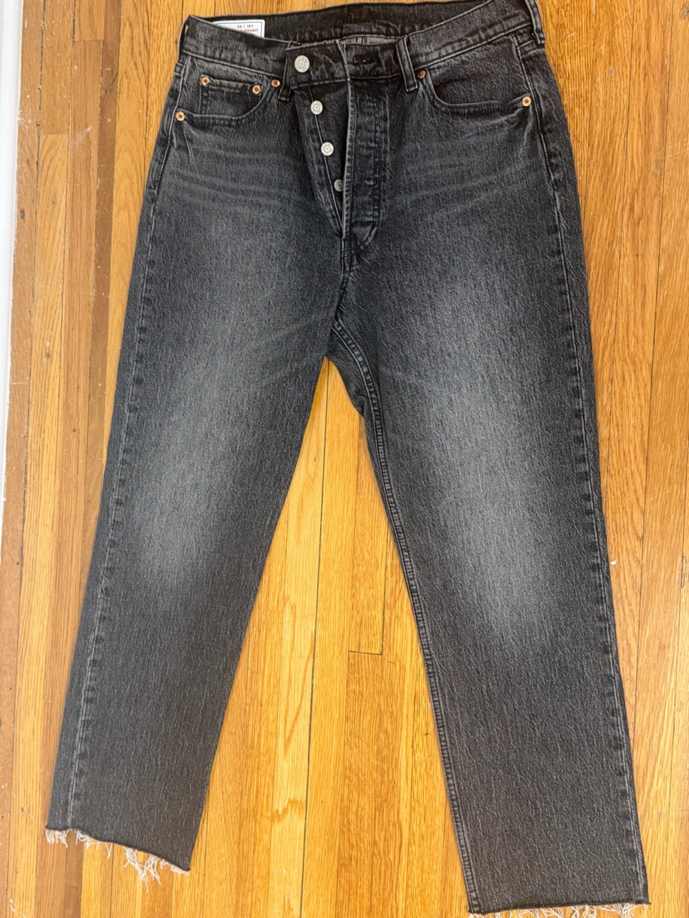GAP Black Washed High-Rise Straight Jeans